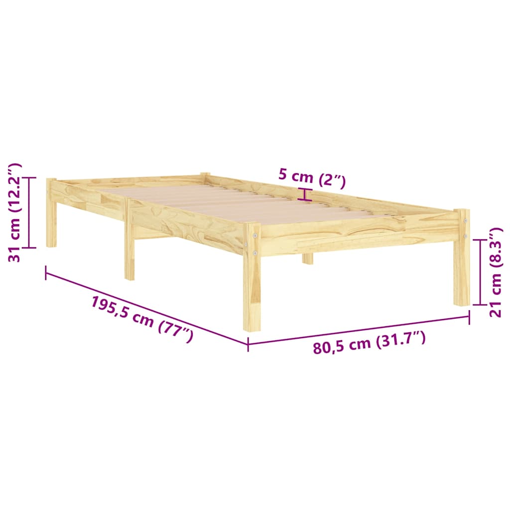 Bedframe massief hout 75x190 cm is nu te koop bij PeponiXL, paradijselijk wonen!