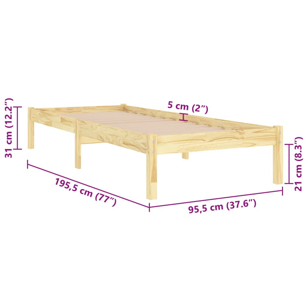 Bedframe massief hout 90x190 cm is nu te koop bij PeponiXL, paradijselijk wonen!