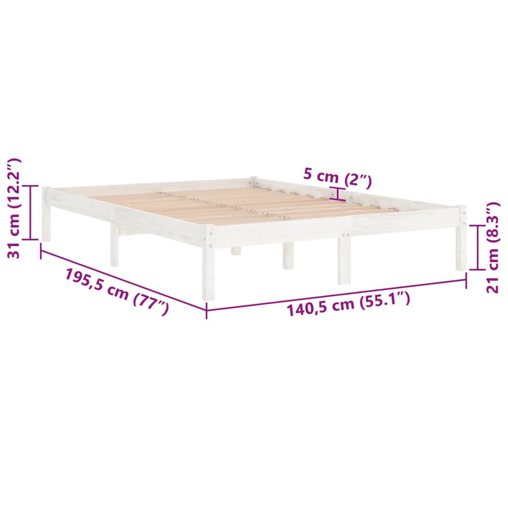 Bedframe massief hout wit 135x190 cm is nu te koop bij PeponiXL, paradijselijk wonen!