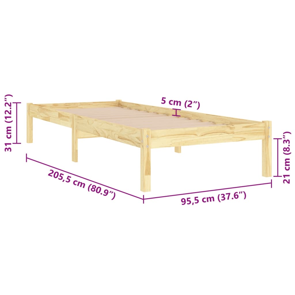 Bedframe massief grenenhout 90x200 cm is nu te koop bij PeponiXL, paradijselijk wonen!