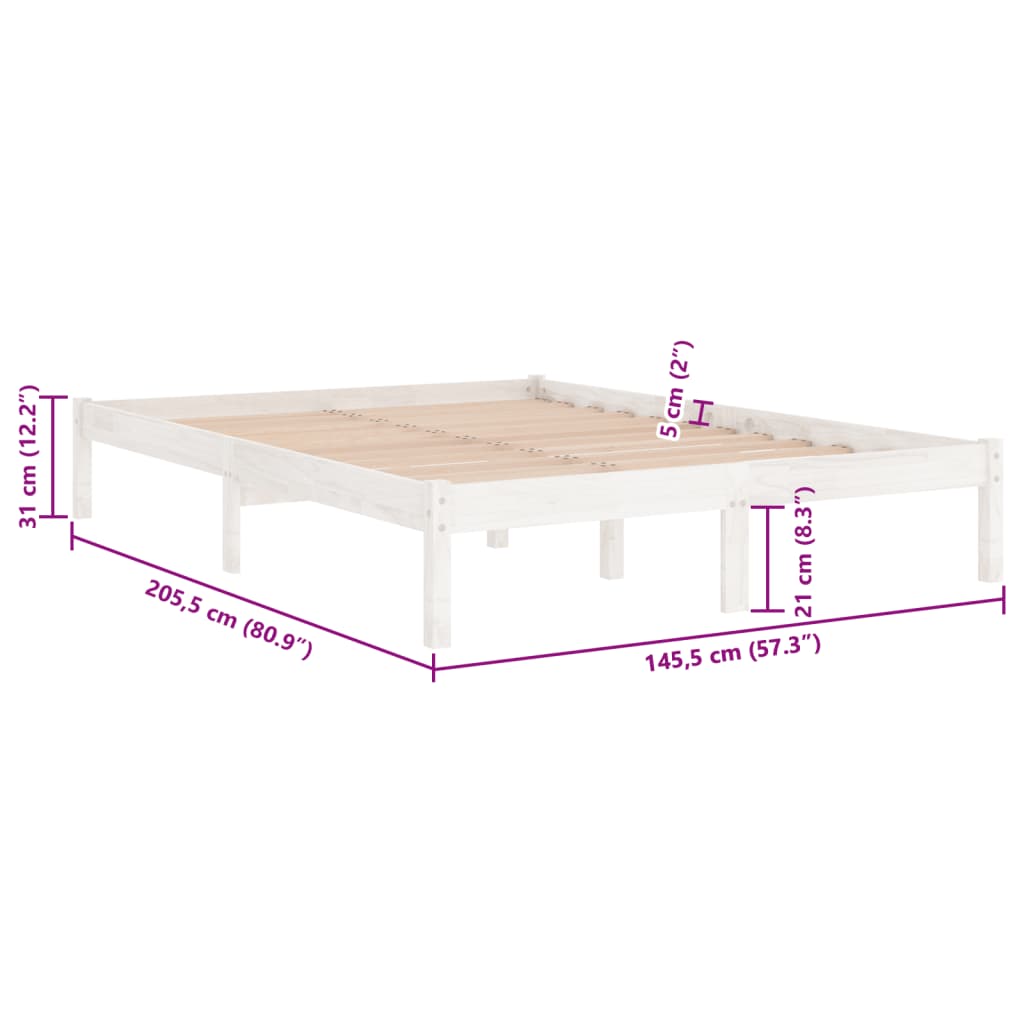 Bedframe massief grenenhout wit 140x200 cm is nu te koop bij PeponiXL, paradijselijk wonen!