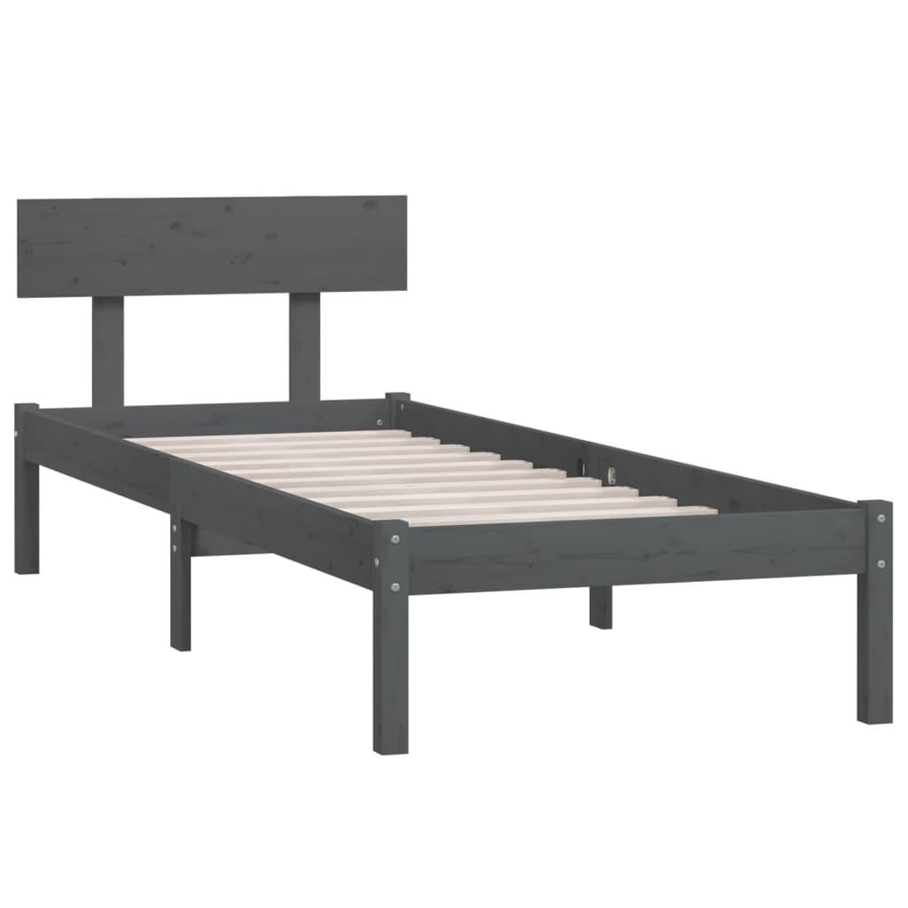 Bedframe massief grenenhout grijs 100x200 cm is nu te koop bij PeponiXL, paradijselijk wonen!