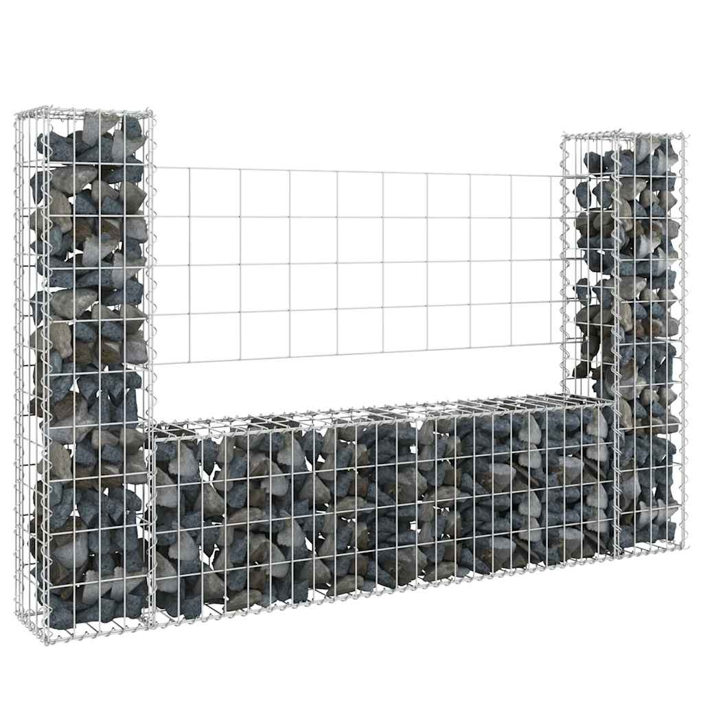 Schanskorf U-vormig met 2 palen 140x20x100 cm ijzer is nu te koop bij PeponiXL, paradijselijk wonen!