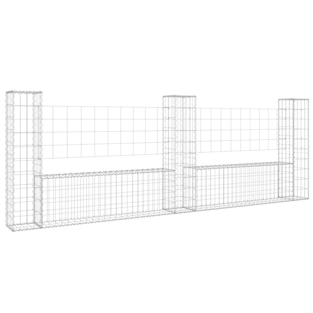 Schanskorf U-vormig met 3 palen 260x20x100 cm ijzer is nu te koop bij PeponiXL, paradijselijk wonen!