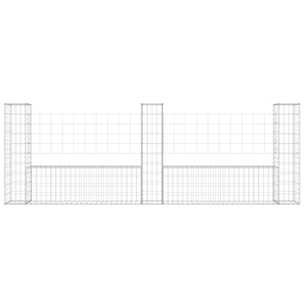 Schanskorf U-vormig met 3 palen 260x20x100 cm ijzer is nu te koop bij PeponiXL, paradijselijk wonen!