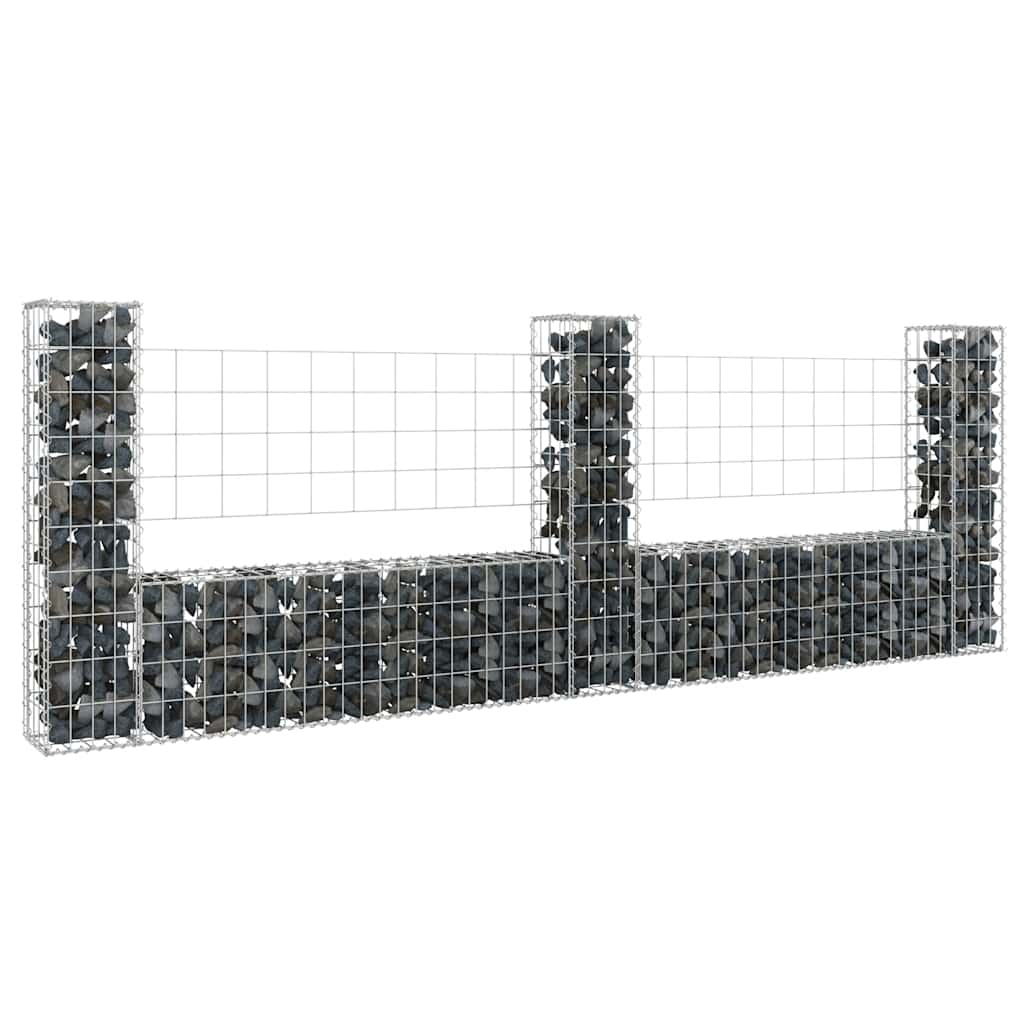Schanskorf U-vormig met 3 palen 260x20x100 cm ijzer is nu te koop bij PeponiXL, paradijselijk wonen!