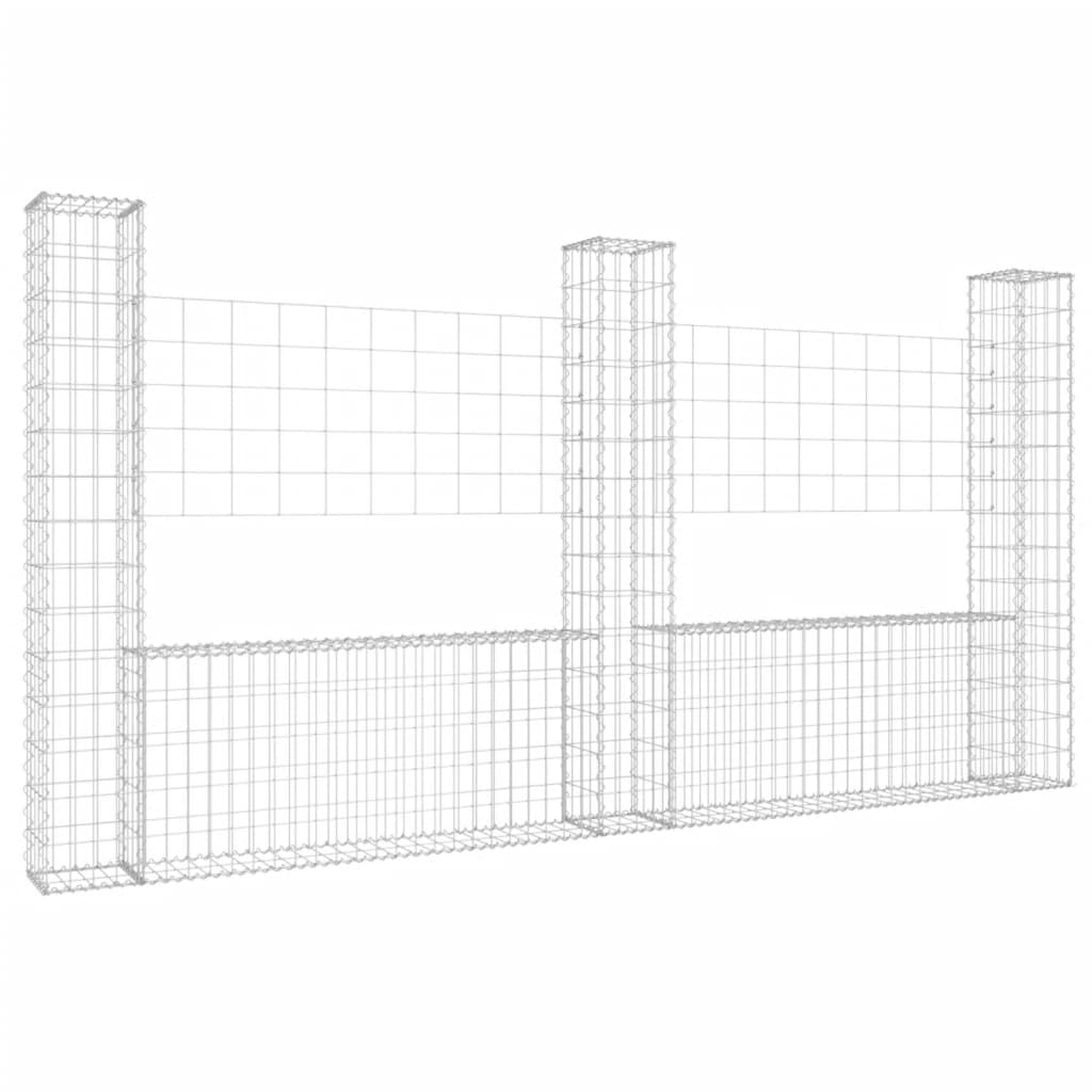 Schanskorf U-vormig met 3 palen 260x20x150 cm ijzer is nu te koop bij PeponiXL, paradijselijk wonen!