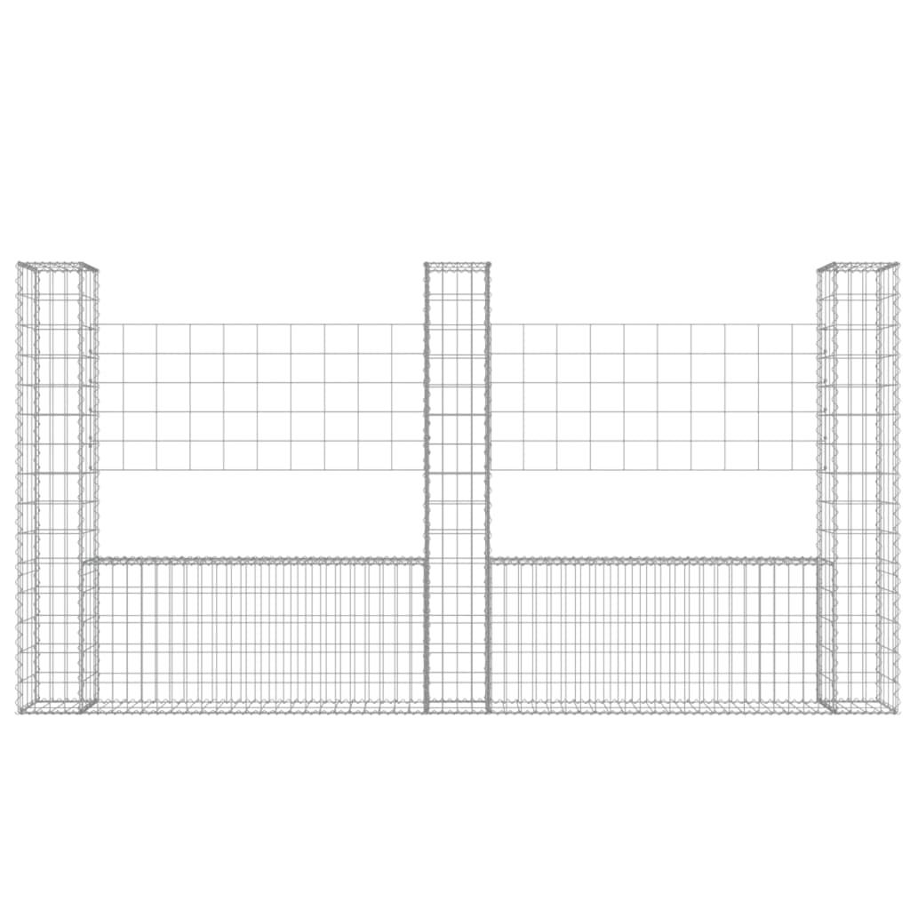Schanskorf U-vormig met 3 palen 260x20x150 cm ijzer is nu te koop bij PeponiXL, paradijselijk wonen!