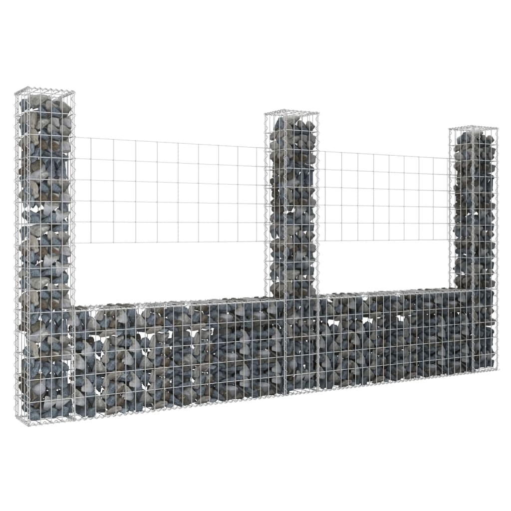 Schanskorf U-vormig met 3 palen 260x20x150 cm ijzer is nu te koop bij PeponiXL, paradijselijk wonen!