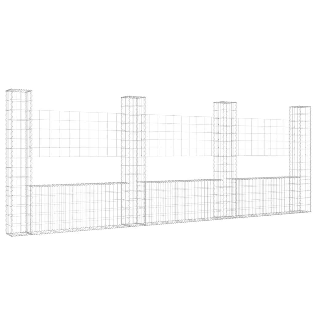Schanskorf U-vormig met 4 palen 380x20x150 cm ijzer is nu te koop bij PeponiXL, paradijselijk wonen!