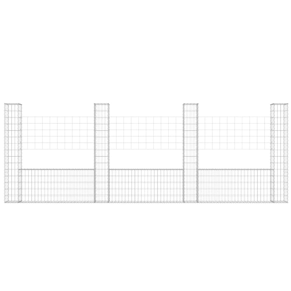 Schanskorf U-vormig met 4 palen 380x20x150 cm ijzer is nu te koop bij PeponiXL, paradijselijk wonen!