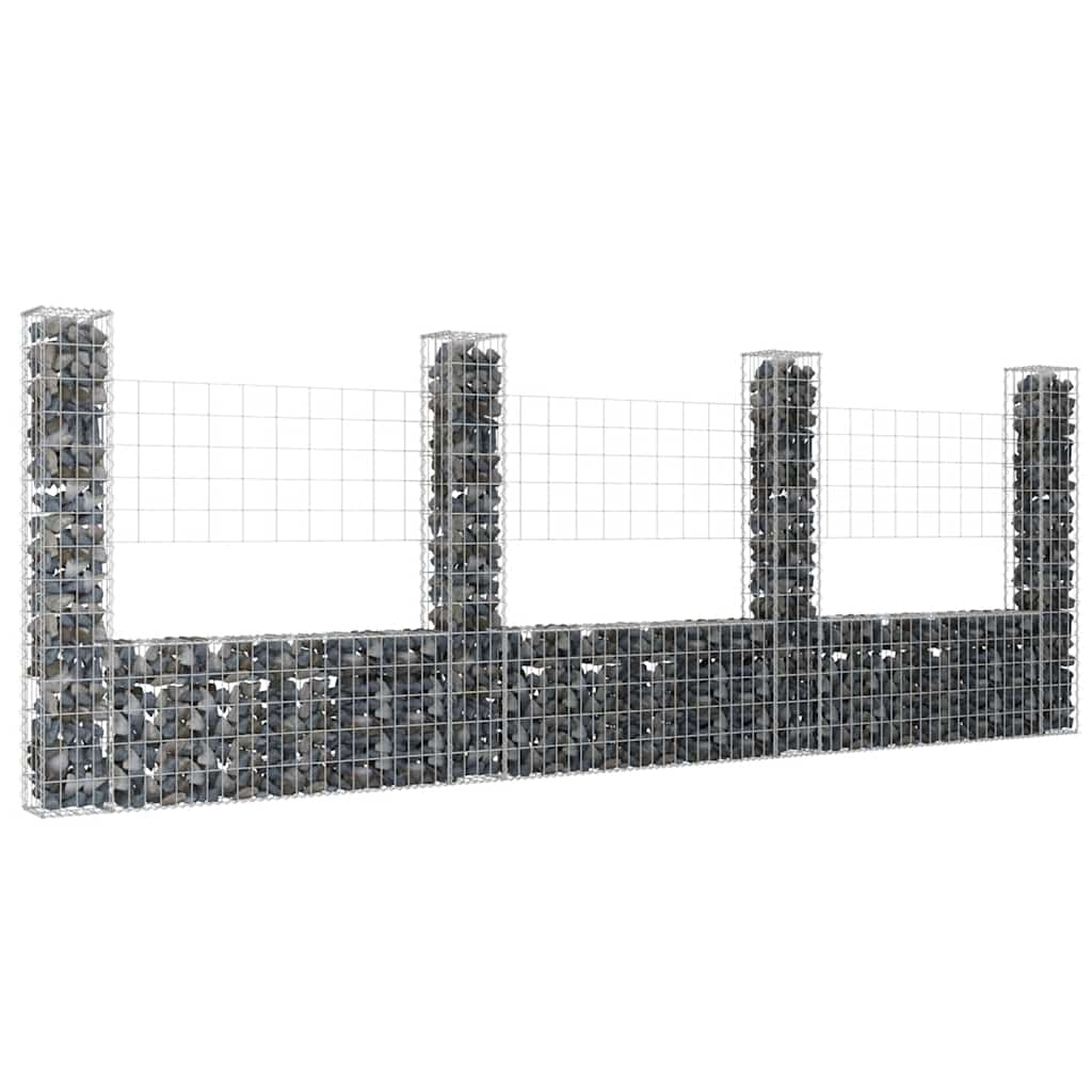 Schanskorf U-vormig met 4 palen 380x20x150 cm ijzer is nu te koop bij PeponiXL, paradijselijk wonen!