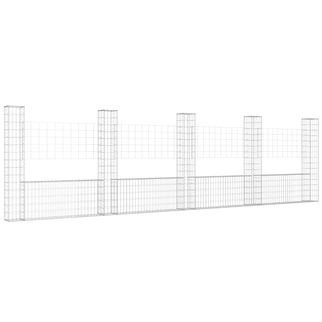 Schanskorf U-vormig met 5 palen 500x20x150 cm ijzer is nu te koop bij PeponiXL, paradijselijk wonen!