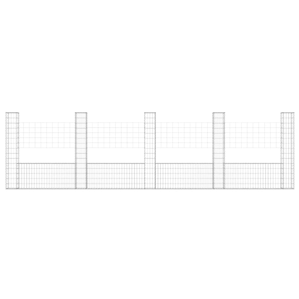 Schanskorf U-vormig met 5 palen 500x20x150 cm ijzer is nu te koop bij PeponiXL, paradijselijk wonen!