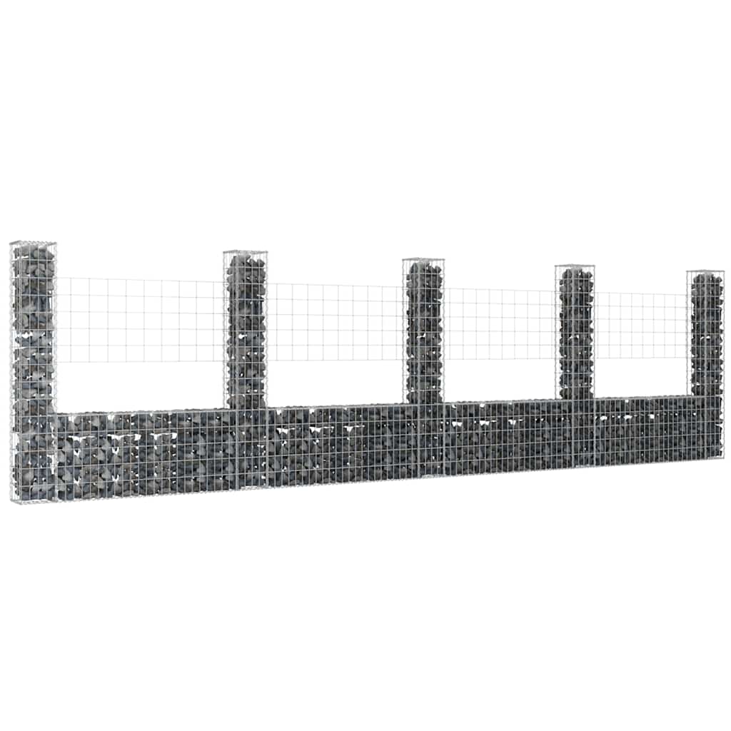 Schanskorf U-vormig met 5 palen 500x20x150 cm ijzer is nu te koop bij PeponiXL, paradijselijk wonen!