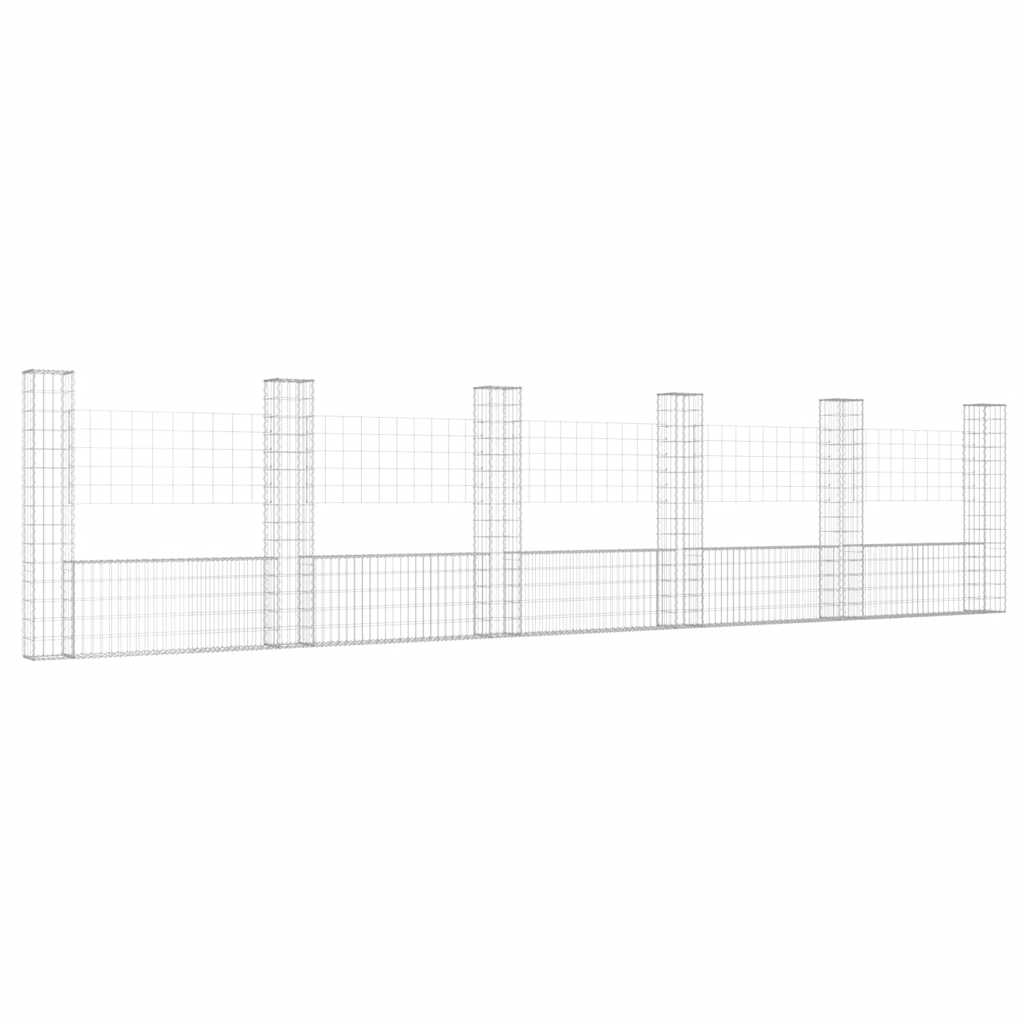 Schanskorf U-vormig met 6 palen 620x20x150 cm ijzer is nu te koop bij PeponiXL, paradijselijk wonen!