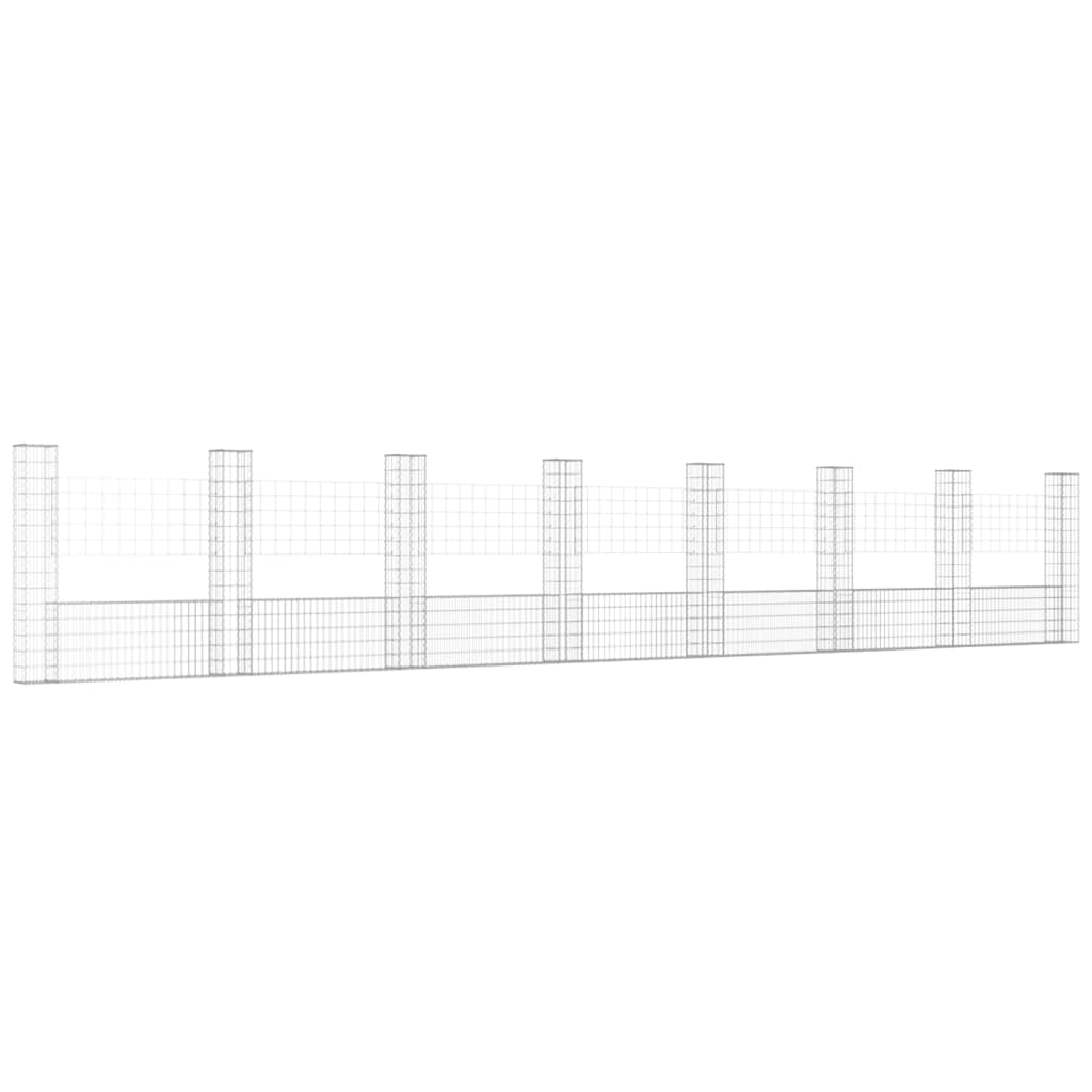 Schanskorf U-vormig met 8 palen 860x20x150 cm ijzer is nu te koop bij PeponiXL, paradijselijk wonen!