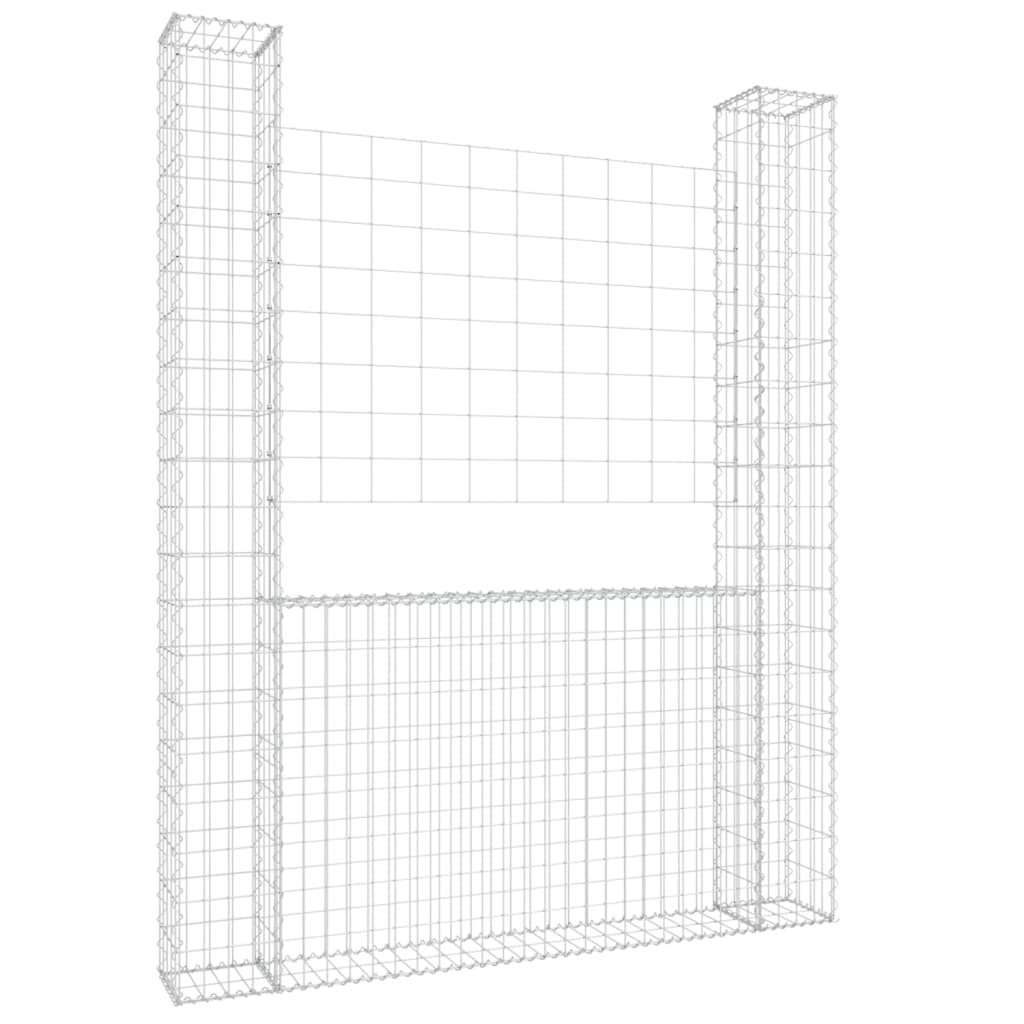 Schanskorf U-vormig met 2 palen 140x20x200 cm ijzer is nu te koop bij PeponiXL, paradijselijk wonen!