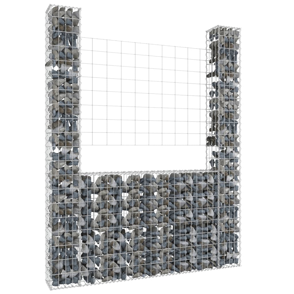 Schanskorf U-vormig met 2 palen 140x20x200 cm ijzer is nu te koop bij PeponiXL, paradijselijk wonen!