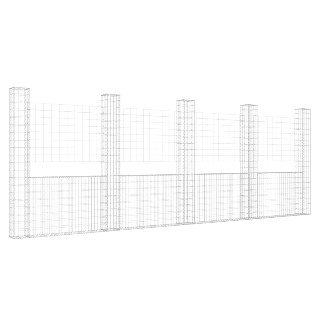 Schanskorf U-vormig met 5 palen 500x20x200 cm ijzer is nu te koop bij PeponiXL, paradijselijk wonen!