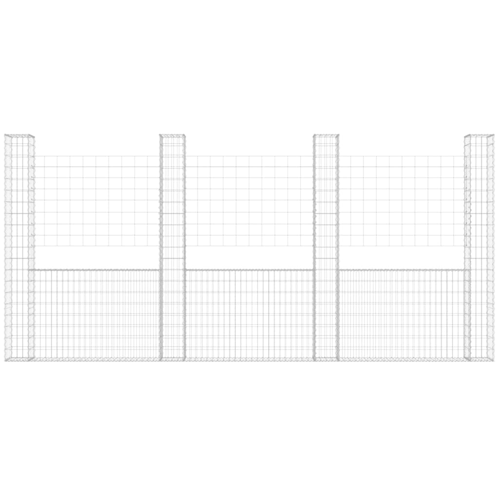 Schanskorf U-vormig met 5 palen 500x20x200 cm ijzer is nu te koop bij PeponiXL, paradijselijk wonen!