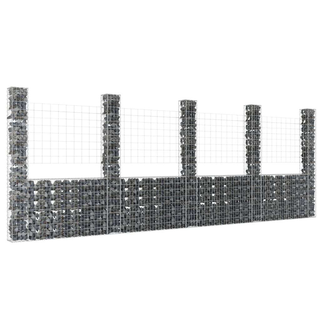 Schanskorf U-vormig met 5 palen 500x20x200 cm ijzer is nu te koop bij PeponiXL, paradijselijk wonen!
