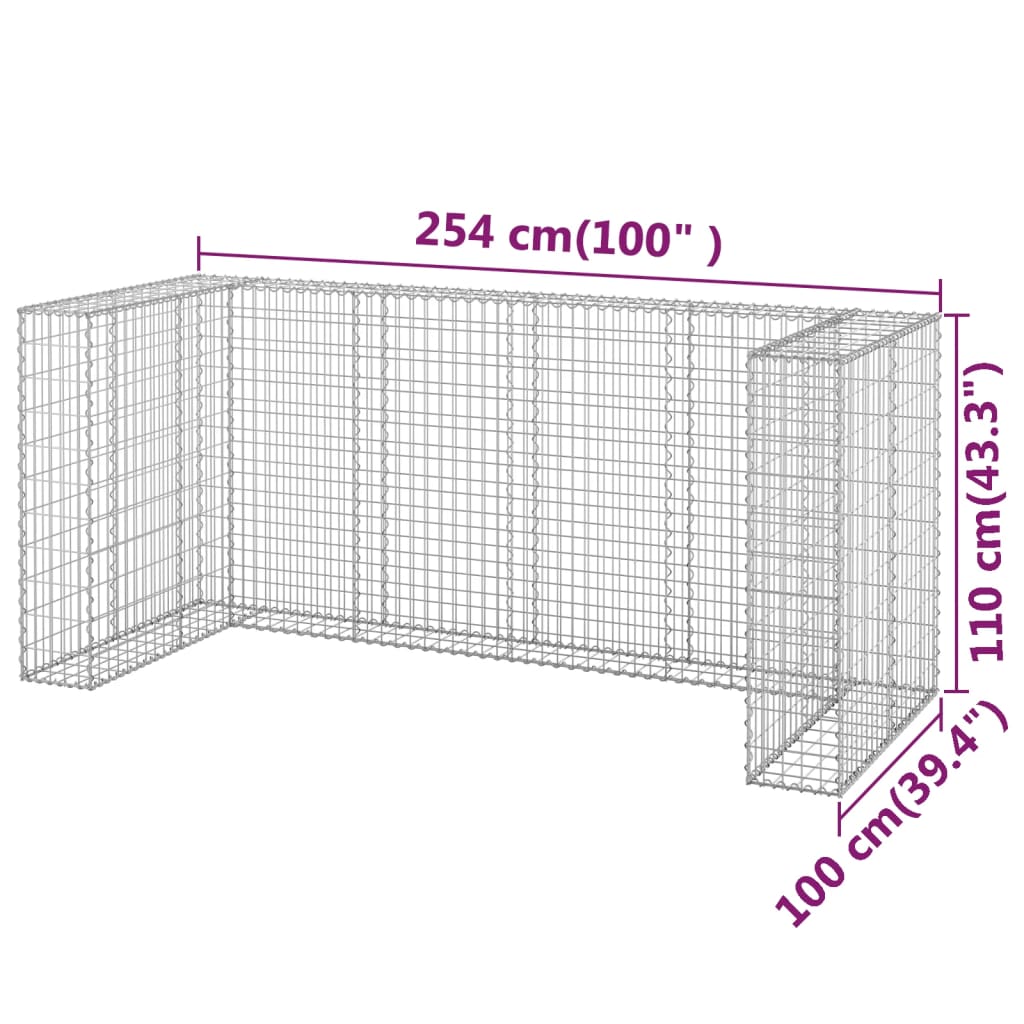 Schanskorf voor containers 254x100x110 cm gegalvaniseerd staal is nu te koop bij PeponiXL, paradijselijk wonen!