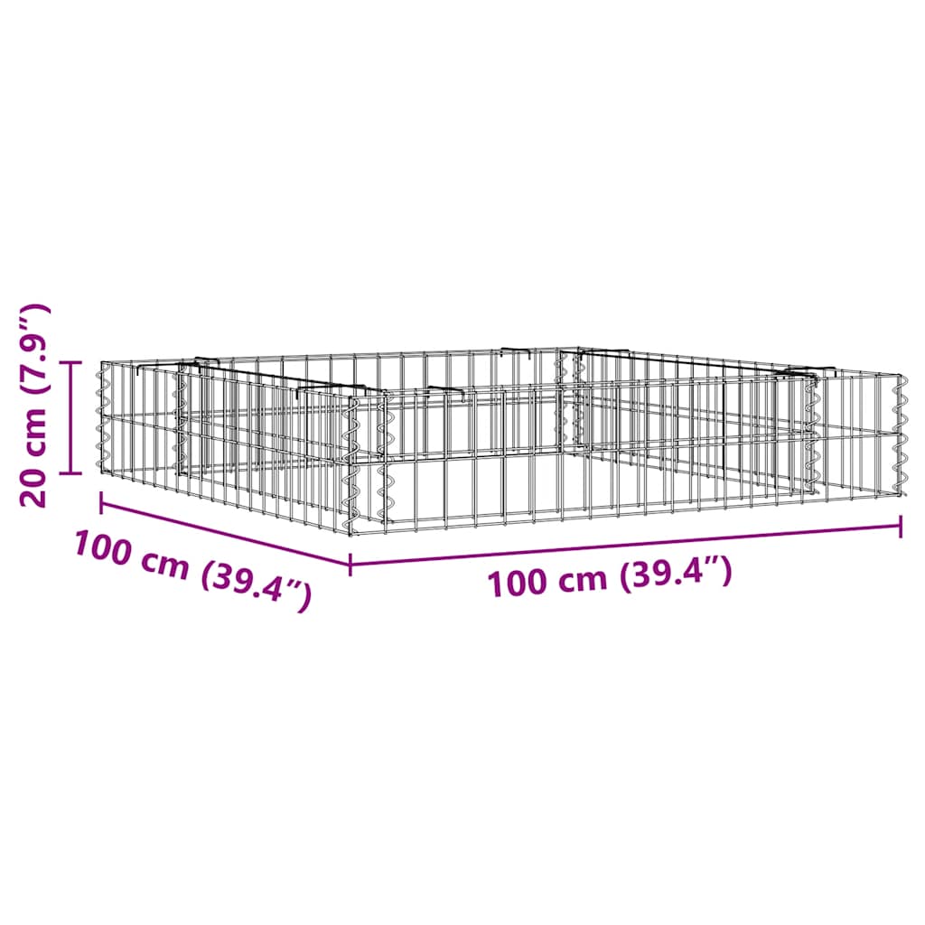 Gabion plantenbak verhoogd 100x100x20 cm gegalvaniseerd staal is nu te koop bij PeponiXL, paradijselijk wonen!