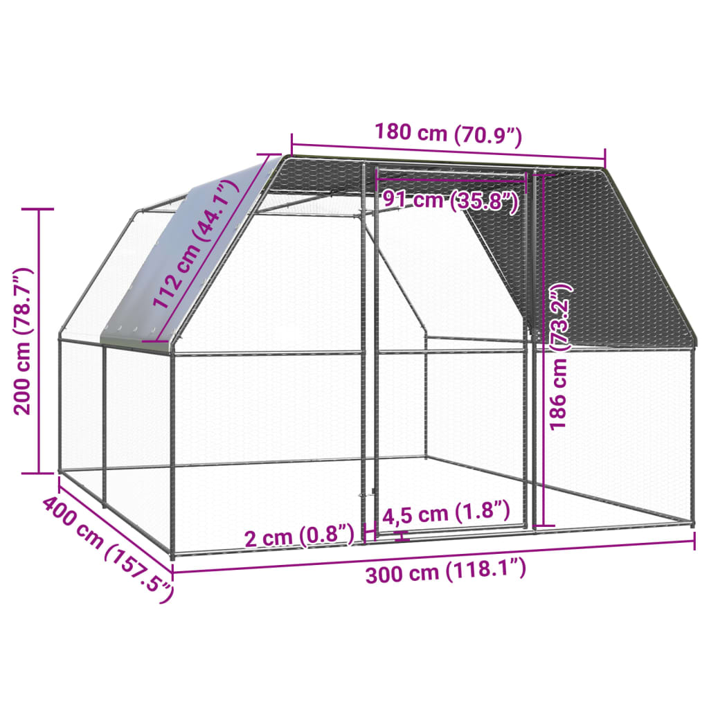 Kippenhok 3x4x2 m gegalvaniseerd staal is nu te koop bij PeponiXL, paradijselijk wonen!