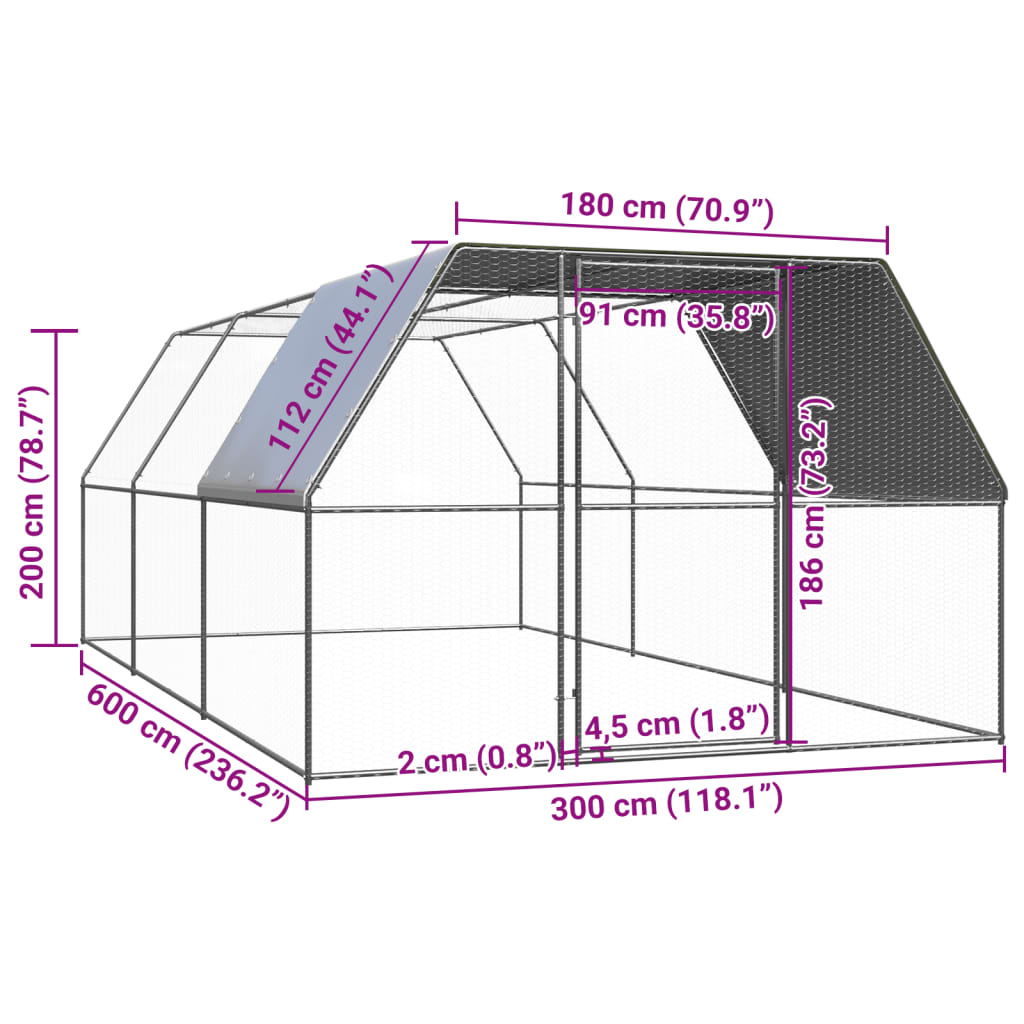 Kippenhok 3x6x2 m gegalvaniseerd staal is nu te koop bij PeponiXL, paradijselijk wonen!