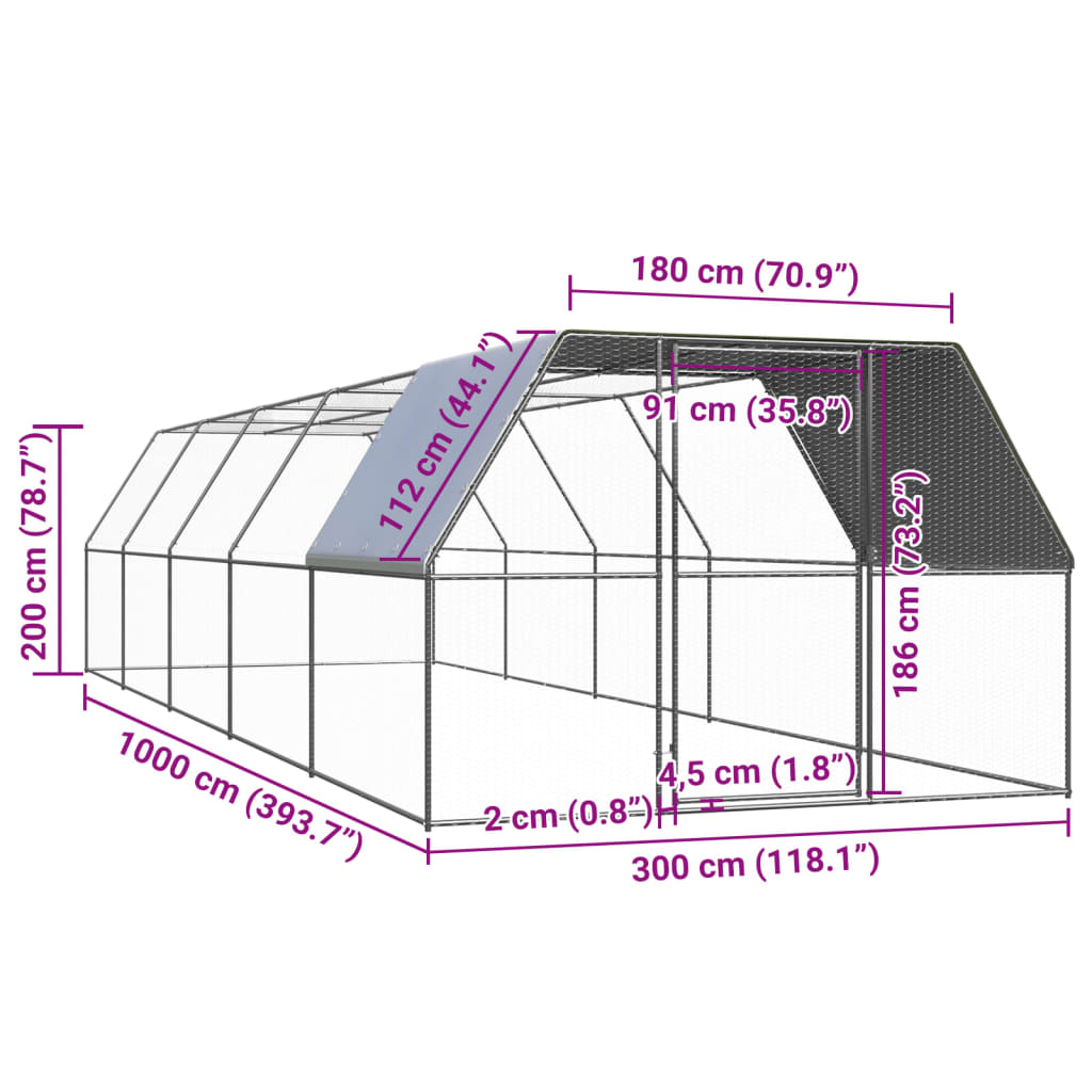 Kippenhok 3x10x2 m gegalvaniseerd staal is nu te koop bij PeponiXL, paradijselijk wonen!