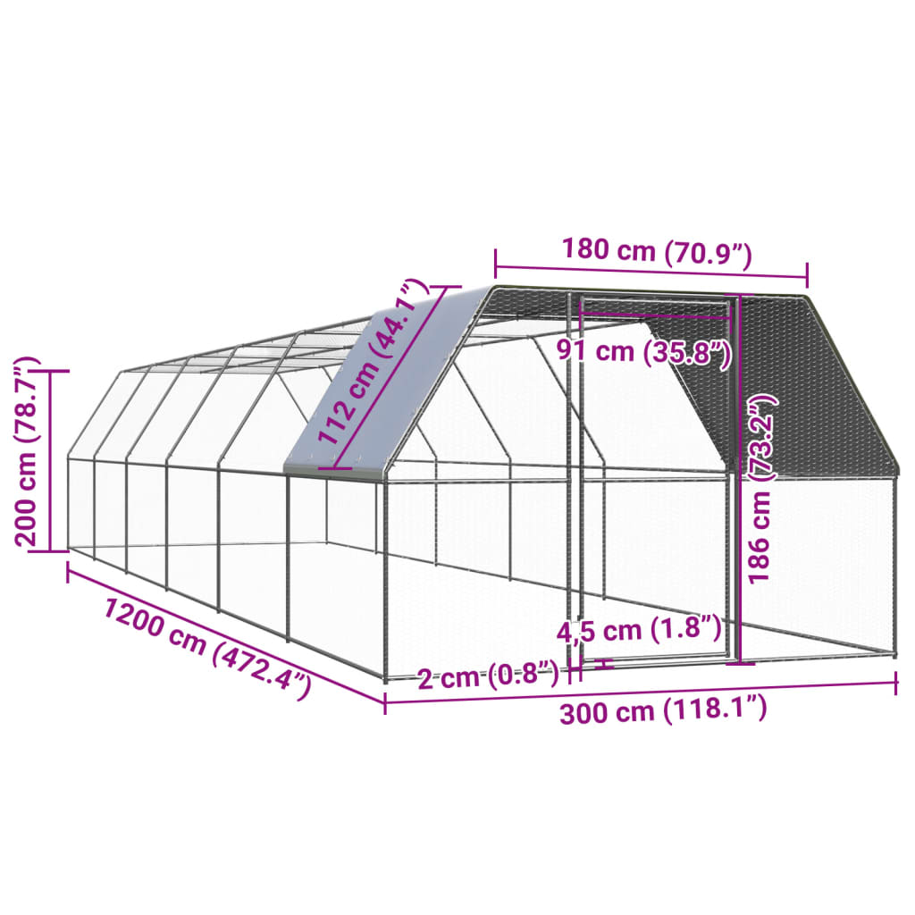 Kippenhok 3x12x2 m gegalvaniseerd staal is nu te koop bij PeponiXL, paradijselijk wonen!