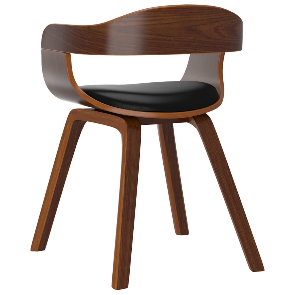 Eetkamerstoel kunstleer en gebogen hout zwart is nu te koop bij PeponiXL, paradijselijk wonen!