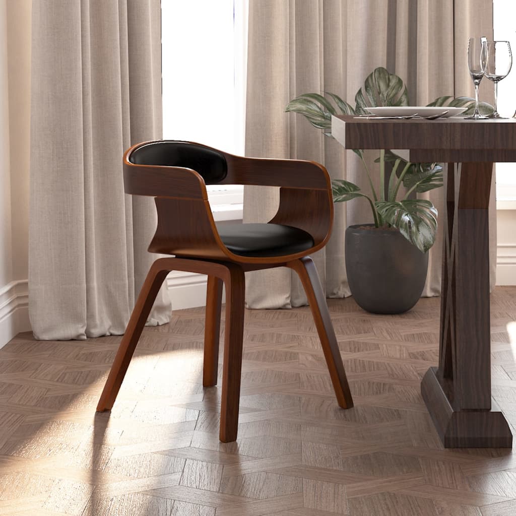 Eetkamerstoel kunstleer en gebogen hout zwart is nu te koop bij PeponiXL, paradijselijk wonen!