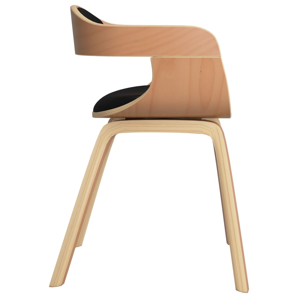 Eetkamerstoel kunstleer en gebogen hout zwart is nu te koop bij PeponiXL, paradijselijk wonen!