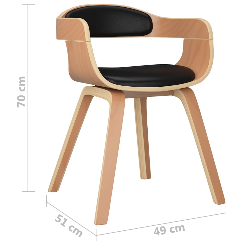 Eetkamerstoel kunstleer en gebogen hout zwart is nu te koop bij PeponiXL, paradijselijk wonen!