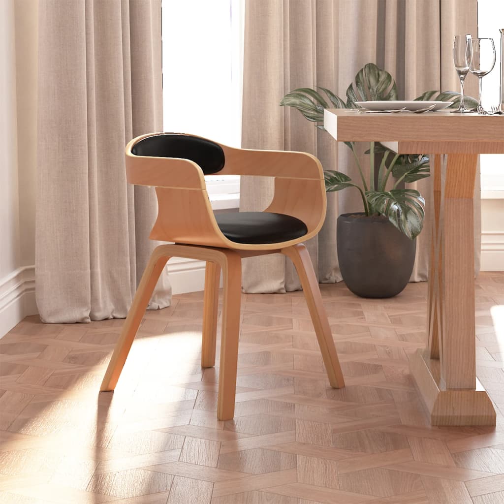 Eetkamerstoel kunstleer en gebogen hout zwart is nu te koop bij PeponiXL, paradijselijk wonen!