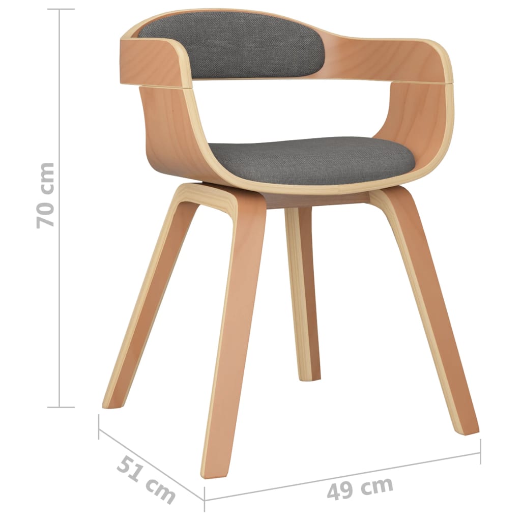 Eetkamerstoel gebogen hout en stof lichtgrijs is nu te koop bij PeponiXL, paradijselijk wonen!