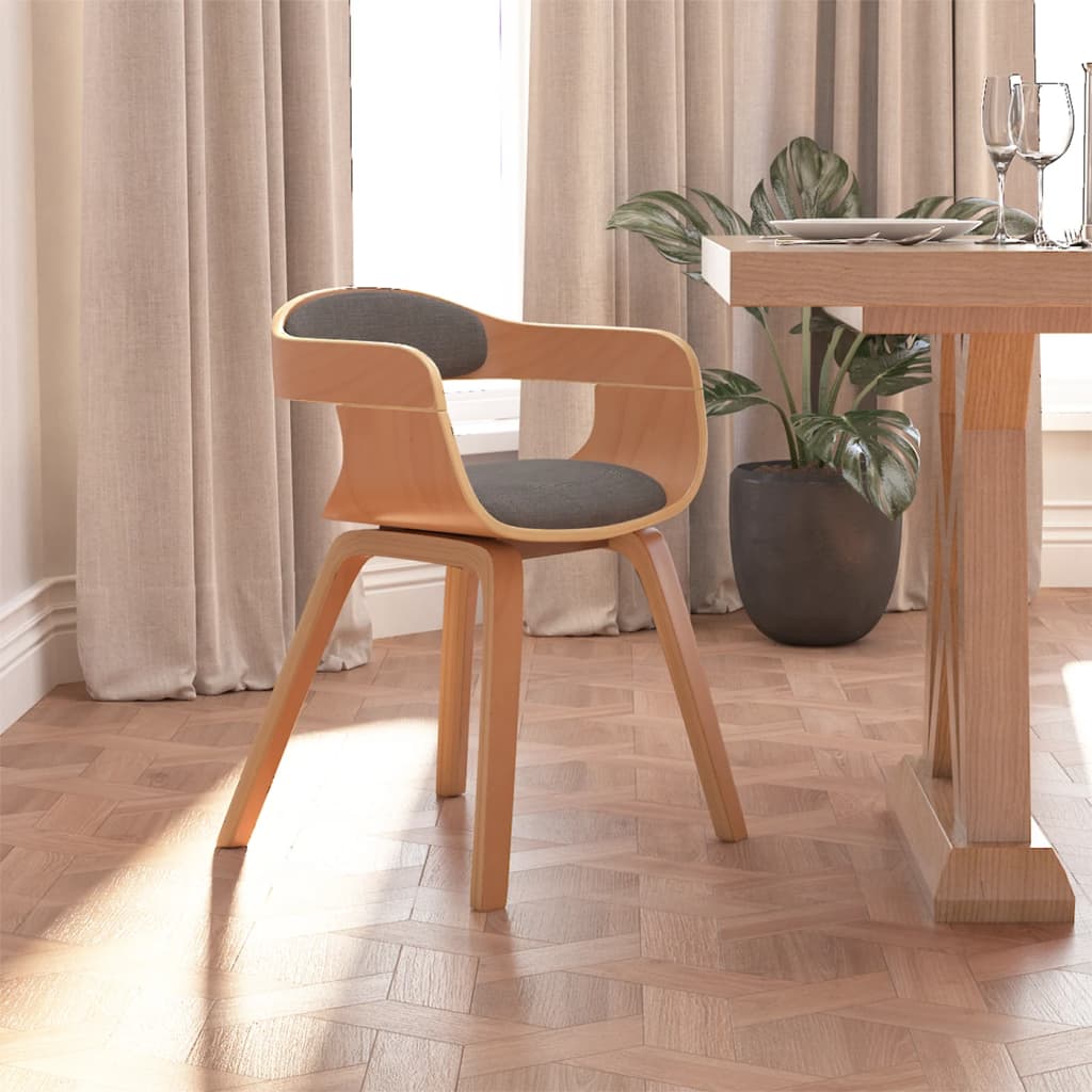 Eetkamerstoel gebogen hout en stof lichtgrijs is nu te koop bij PeponiXL, paradijselijk wonen!