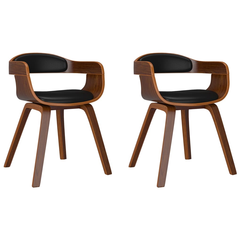 Eetkamerstoelen 2 st gebogen hout en kunstleer zwart is nu te koop bij PeponiXL, paradijselijk wonen!