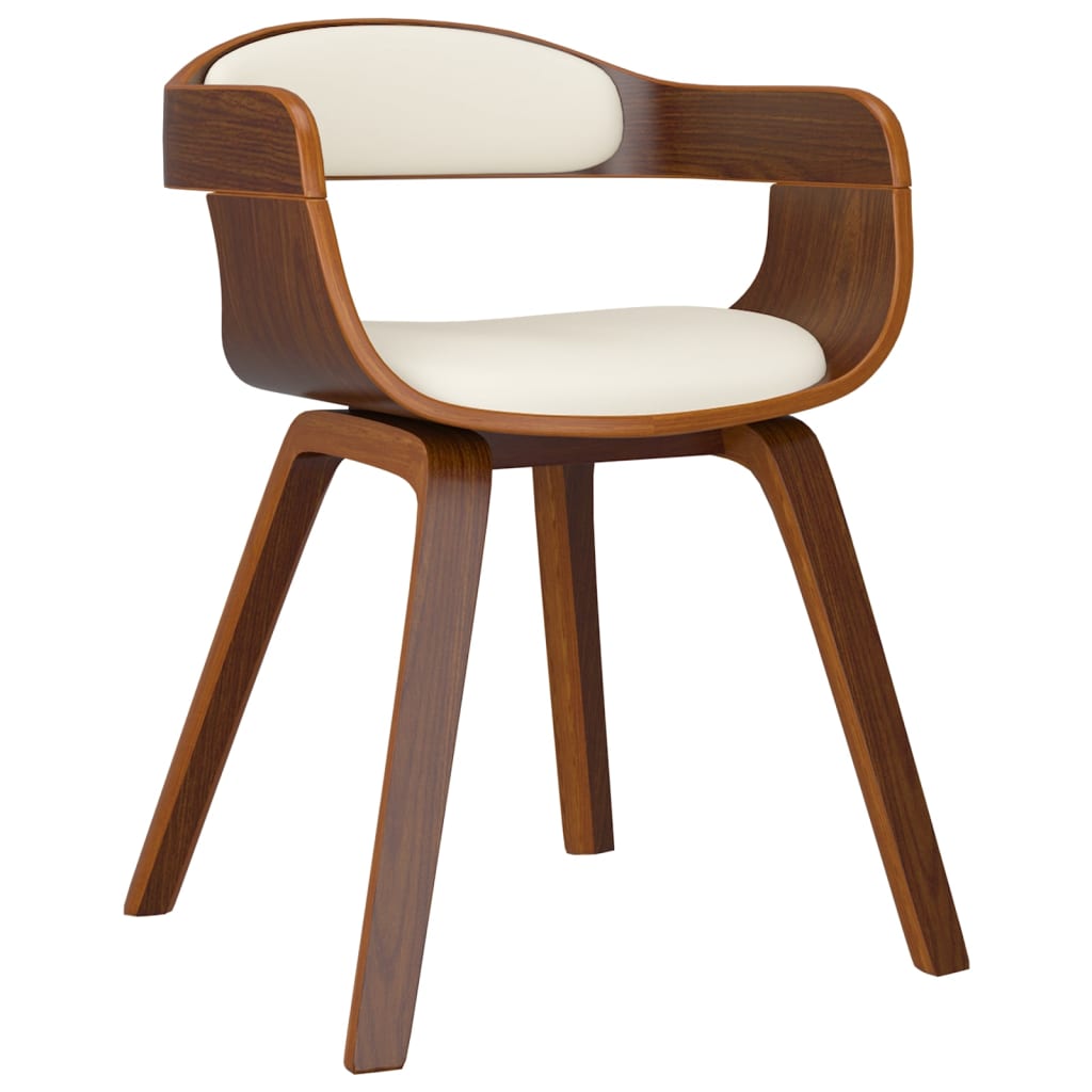 Eetkamerstoelen 2 st gebogen hout en kunstleer crèmekleurig is nu te koop bij PeponiXL, paradijselijk wonen!
