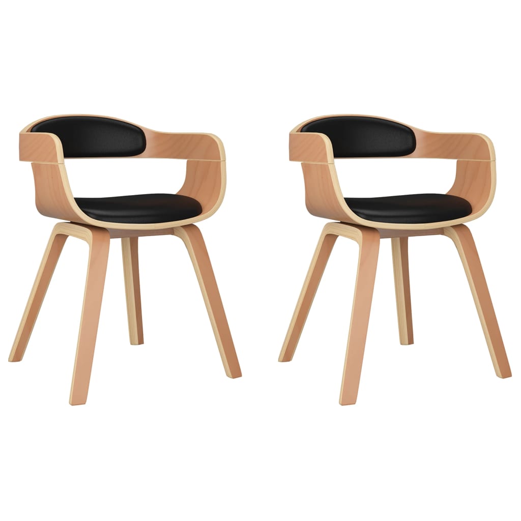 Eetkamerstoelen 2 st gebogen hout en kunstleer zwart is nu te koop bij PeponiXL, paradijselijk wonen!
