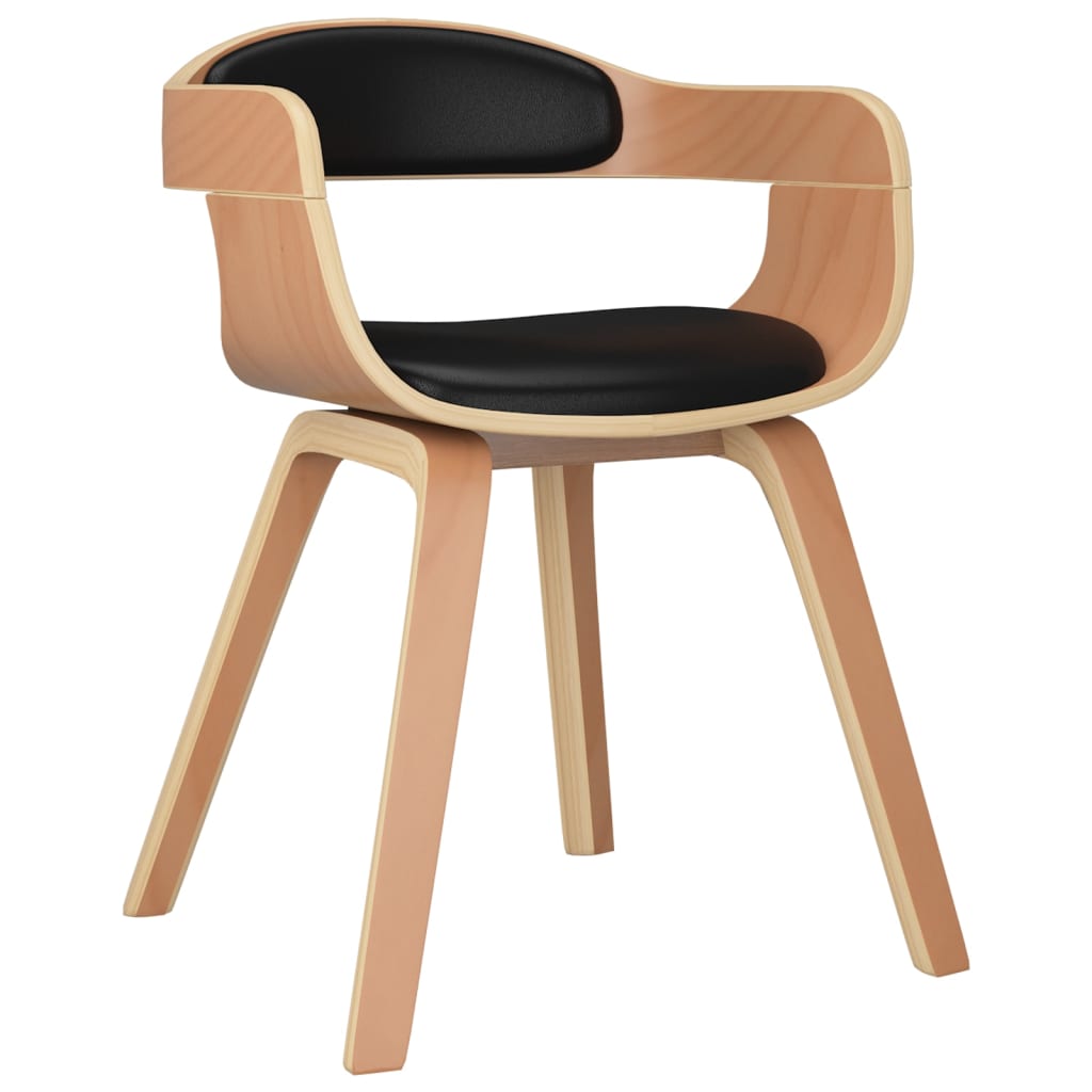 Eetkamerstoelen 2 st gebogen hout en kunstleer zwart is nu te koop bij PeponiXL, paradijselijk wonen!