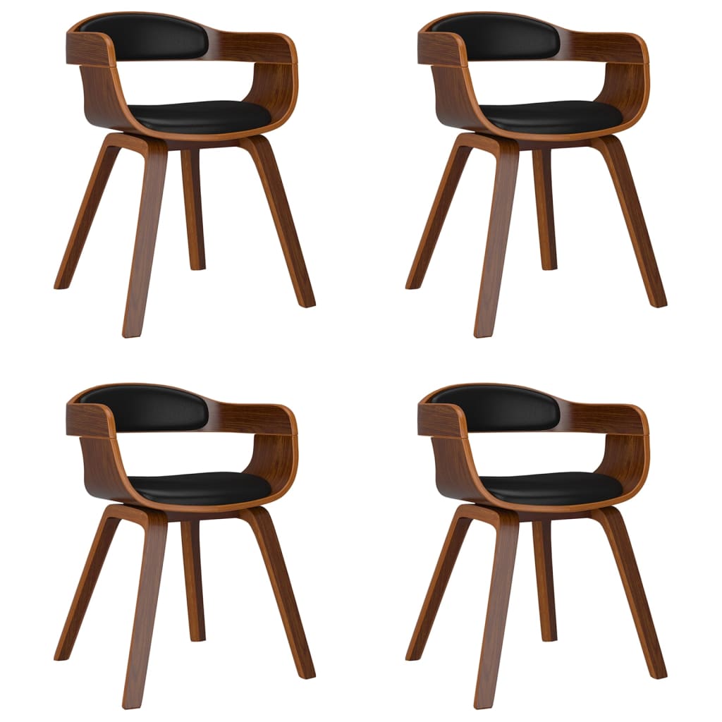Eetkamerstoelen 4 st gebogen hout en kunstleer zwart is nu te koop bij PeponiXL, paradijselijk wonen!