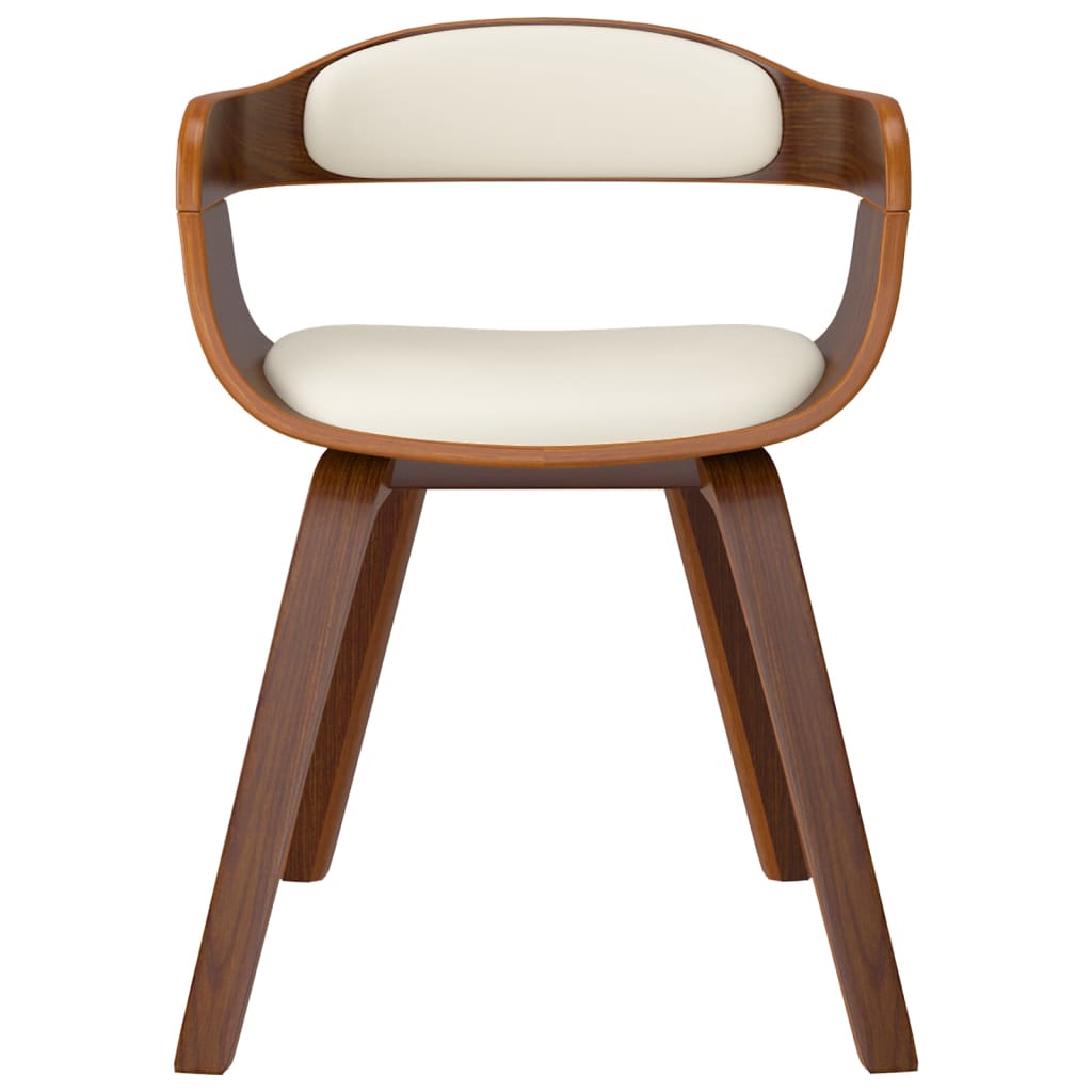 Eetkamerstoelen 4 st gebogen hout en kunstleer crèmekleurig is nu te koop bij PeponiXL, paradijselijk wonen!