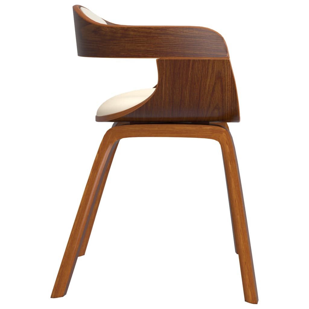 Eetkamerstoelen 4 st gebogen hout en kunstleer crèmekleurig is nu te koop bij PeponiXL, paradijselijk wonen!