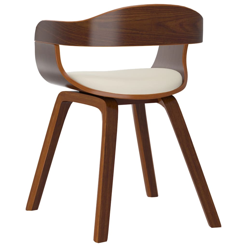 Eetkamerstoelen 4 st gebogen hout en kunstleer crèmekleurig is nu te koop bij PeponiXL, paradijselijk wonen!