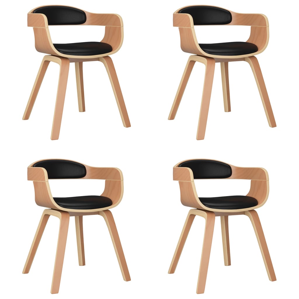 Eetkamerstoelen 4 st gebogen hout en kunstleer zwart is nu te koop bij PeponiXL, paradijselijk wonen!