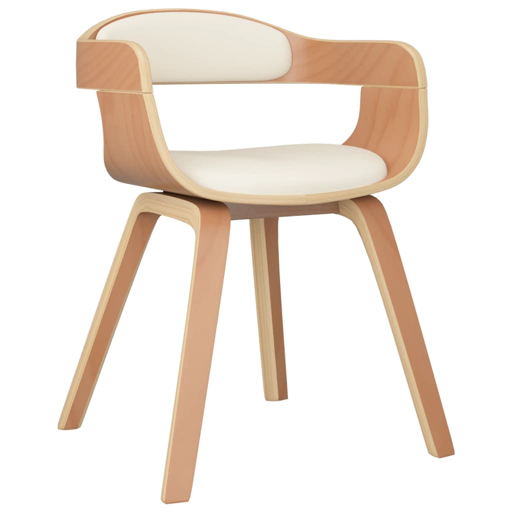 Eetkamerstoelen 4 st gebogen hout en kunstleer crèmekleurig is nu te koop bij PeponiXL, paradijselijk wonen!