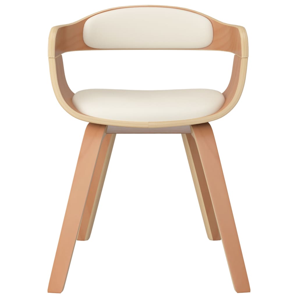 Eetkamerstoelen 4 st gebogen hout en kunstleer crèmekleurig is nu te koop bij PeponiXL, paradijselijk wonen!